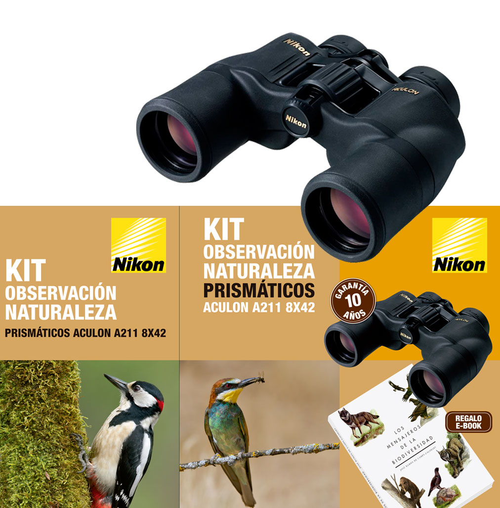 Kit Observação Binóculos Natureza  Nikon ACULON A211 8x42