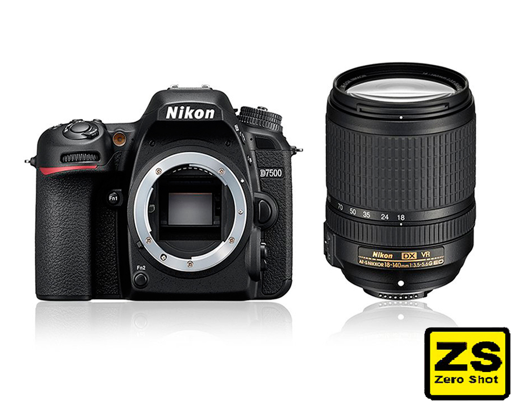 Câmera Nikon D7500 + Objetiva AF-S DX NIKKOR 18-140mm f/3.5-5.6G ED VR (Zero Shot)