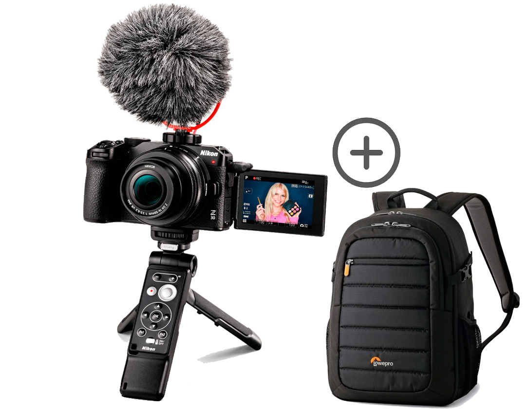 Cmera Nikon Z 30 + Objetiva NIKKOR Z DX 16-50mm f/3.5-6.3 VR Vlogger Kits